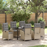 vidaXL Trädgårdsmöbelset 7 pcs Beige konstrotting