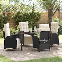 vidaXL Trädgårdsmöbelset 5 pcs Svart Poly rattan