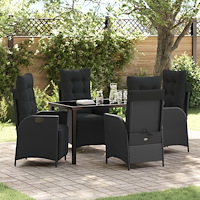 vidaXL Trädgårdsmöbelset 5 pcs Svart Poly rattan