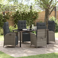 vidaXL Trädgårdsmöbelset 5 pcs Grå Poly rattan