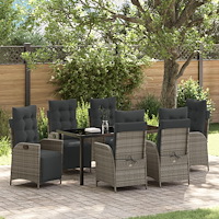 vidaXL Trädgårdsmöbelset 7 pcs Grå Poly rattan