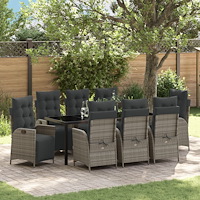 vidaXL Trädgårdsmöbelset 9 pcs Grå Poly rattan