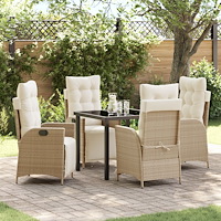 vidaXL Trädgårdsmöbelset 5 pcs Beige Poly rattan