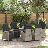 vidaXL Trädgårdsmöbelset 7 pcs Ljusgrå Poly rattan