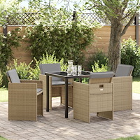 vidaXL Trädgårdsmöbelset 5 pcs Beige konstrotting