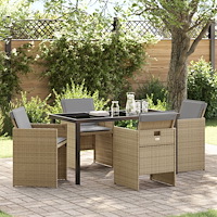 vidaXL Trädgårdsmöbelset 5 pcs Beige konstrotting