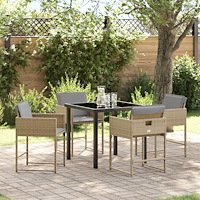 vidaXL Trädgårdsmöbelset 5 pcs Beige konstrotting