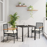 vidaXL Trädgårdsmöbelset 3 pcs Svart konstrotting