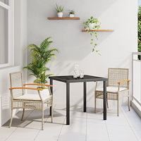 vidaXL Trädgårdsmöbelset 3 pcs Beige konstrotting
