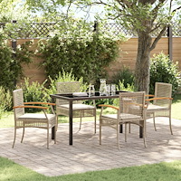 vidaXL Trädgårdsmöbelset 5 pcs Beige konstrotting