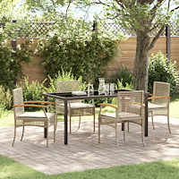 vidaXL Trädgårdsmöbelset 5 pcs Beige konstrotting