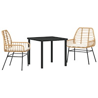 vidaXL Trädgårdsmöbelset 3 pcs Brun konstrotting
