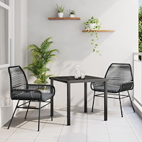 vidaXL Trädgårdsmöbelset 3 pcs Svart konstrotting