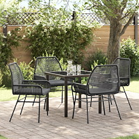 vidaXL Trädgårdsmöbelset 5 pcs Svart konstrotting