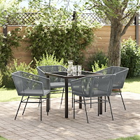 vidaXL Trädgårdsmöbelset 5 pcs Grå Poly rattan