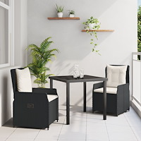vidaXL Trädgårdsmöbelset 3 pcs Svart konstrotting