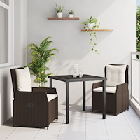vidaXL Trädgårdsmöbelset 3 pcs Brun konstrotting