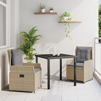 vidaXL Trädgårdsmöbelset 3 pcs Beige konstrotting