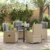 vidaXL Trädgårdsmöbelset 5 pcs Beige konstrotting