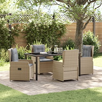 vidaXL Trädgårdsmöbelset 5 pcs Beige konstrotting