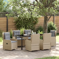 vidaXL Trädgårdsmöbelset 7 pcs Beige konstrotting
