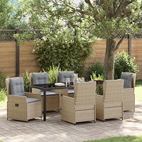vidaXL Trädgårdsmöbelset 7 pcs Beige konstrotting
