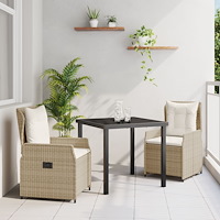 vidaXL Trädgårdsmöbelset 3 pcs Beige konstrotting