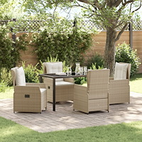 vidaXL Trädgårdsmöbelset 5 pcs Beige konstrotting