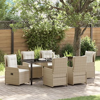 vidaXL Trädgårdsmöbelset 7 pcs Beige och Ljusgrå konstrotting