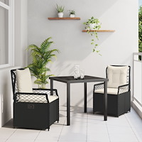 vidaXL Trädgårdsmöbelset 3 pcs Svart konstrotting