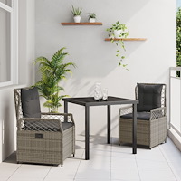 vidaXL Trädgårdsmöbelset 3 pcs Grå konstrotting