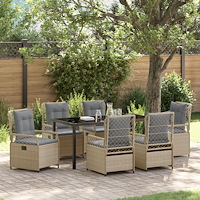 vidaXL Trädgårdsmöbelset 7 pcs Beige konstrotting