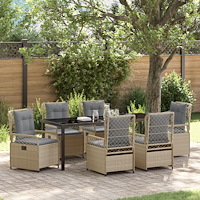 vidaXL Trädgårdsmöbelset 7 pcs Beige konstrotting