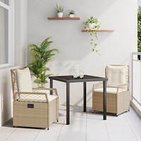 vidaXL Trädgårdsmöbelset 3 pcs Beige konstrotting