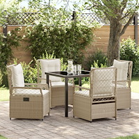 vidaXL Trädgårdsmöbelset 5 pcs Beige konstrotting