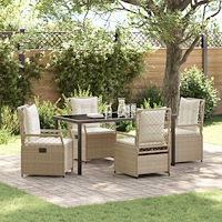 vidaXL Trädgårdsmöbelset 5 pcs Beige konstrotting