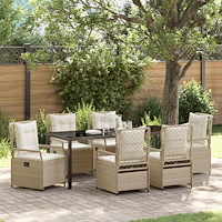 vidaXL Trädgårdsmöbelset 7 pcs Beige konstrotting