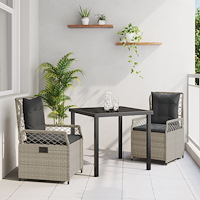 vidaXL Trädgårdsmöbelset 3 pcs Ljusgrå konstrotting