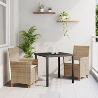 vidaXL Trädgårdsmöbelset 3 pcs Beige konstrotting