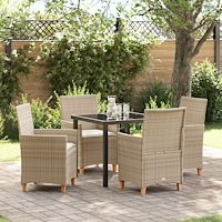 vidaXL Trädgårdsmöbelset 5 pcs Beige konstrotting