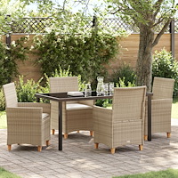 vidaXL Trädgårdsmöbelset 5 pcs Beige konstrotting
