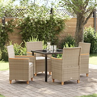 vidaXL Trädgårdsmöbelset 5 pcs Beige konstrotting
