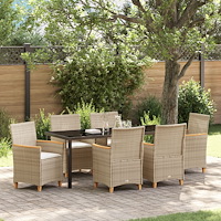 vidaXL Trädgårdsmöbelset 7 pcs Beige konstrotting
