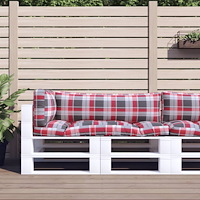 vidaXL Palldynor 3 st rödrutiga tyg