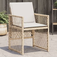 vidaXL Trädgårdsstolar med dynor 4 st beige konstrotting
