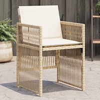 vidaXL Trädgårdsstolar med dynor 4 st beige konstrotting