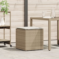 vidaXL Förvaringsbox Beige och gräddvit Rottingeffekt, Polyesterkudde