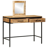 vidaXL Sminkbord 100x40x75/120 cm Solid Wood Rough Mango