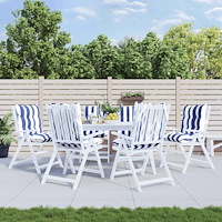 vidaXL Stolsdynor med låg rygg 6 st blå&vit randig oxfordtyg