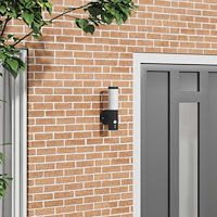 vidaXL Utomhusvägglampa med sensor Svart Rostfritt Stål IP44